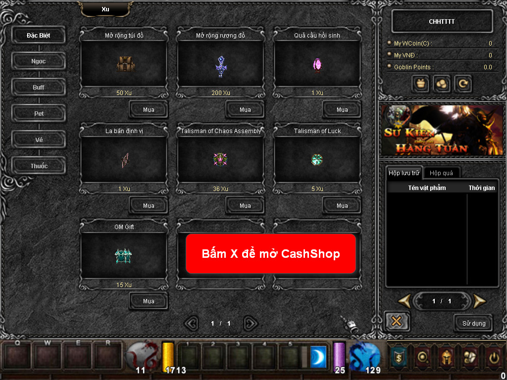 Chức năng chính của Game MU Hải Việt Chức năng chính của Game MU Hải Việt